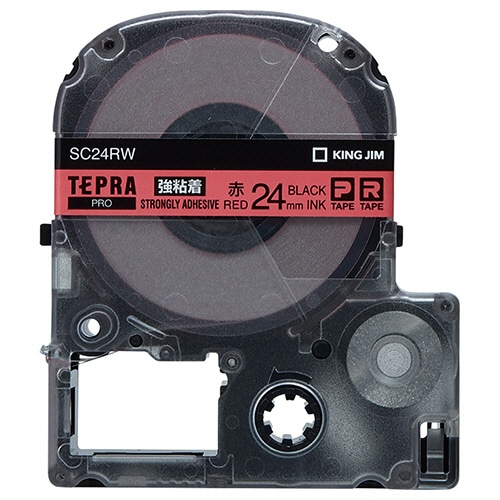 キングジム テプラ PRO テープカートリッジ 強粘着 24mm 赤/黒文字 SC24RW 1個（ご注文単位1個）【直送品】