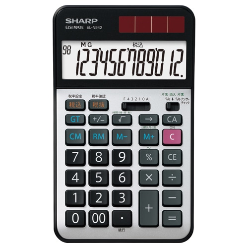 シャープ 実務電卓 12桁 ナイスサイズタイプ EL-N942-X 1台（ご注文単位1台）【直送品】