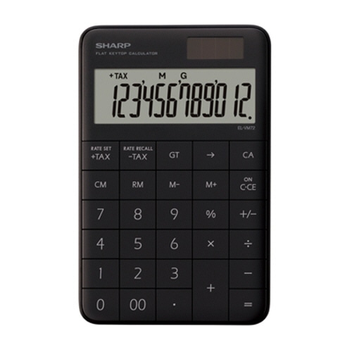 シャープ 電卓 12桁 ミニナイスサイズ ブラック系 EL-VM72-BX 1台（ご注文単位1台）【直送品】