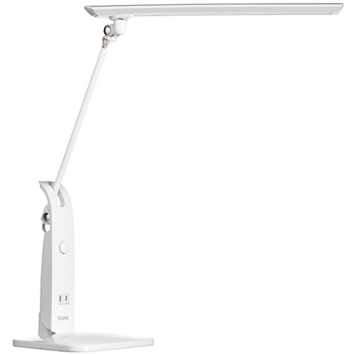スワン電器 LEDデスクライト スタンド式 14W 1350Lx ホワイト DS-506WH 1台(ご注文単位1台)【直送品】