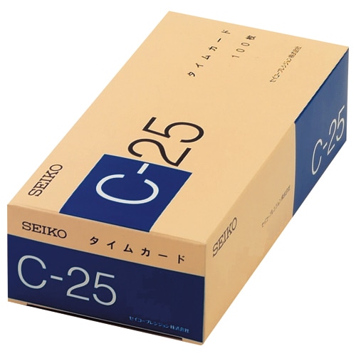 セイコーソリューションズ セイコー用タイムカード 25日締 日付印字あり C-25カード 100枚/袋(ご注文単位1袋)【直送品】