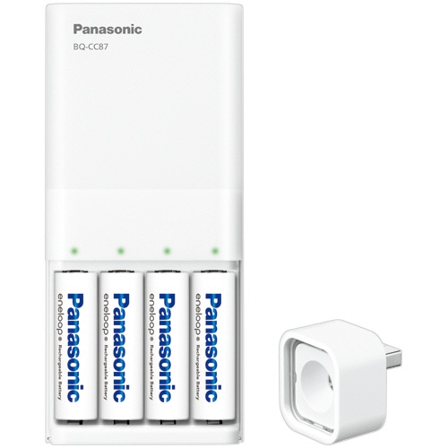 パナソニック USB入出力付急速充電器セット eneloop単3形4本付 K-KJ87MCD40L 1パック(ご注文単位1パック)【直送品】