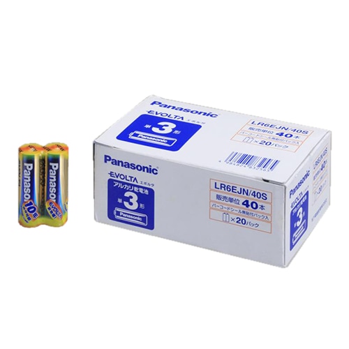 パナソニック アルカリ乾電池 エボルタ 単3形 LR6EJN/40S 40本/箱（ご注文単位1箱）【直送品】