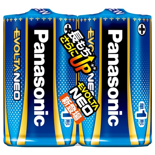 パナソニック アルカリ乾電池 エボルタNEO 単1形 LR20NJ/2SE 2本/袋（ご注文単位1袋）【直送品】