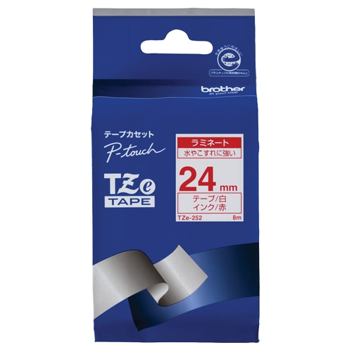 ブラザー ピータッチ TZeテープ ラミネートテープ 24mm 白/赤文字 TZE-252 1個(ご注文単位1個)【直送品】