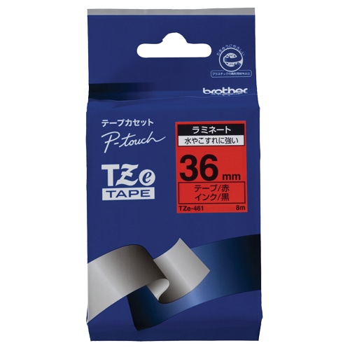 ブラザー ピータッチ TZeテープ ラミネートテープ 36mm 赤/黒文字 TZE-461 1個(ご注文単位1個)【直送品】