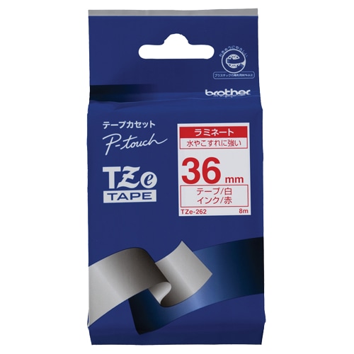 ブラザー ピータッチ TZeテープ ラミネートテープ 36mm 白/赤文字 TZE-262 1個(ご注文単位1個)【直送品】