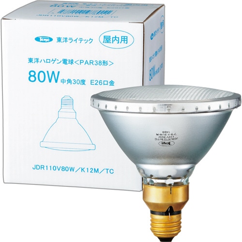 東洋ライテック PAR形ハロゲンランプ 80W形 E26口金 中角 JDR110V80W/K12M/TC 1個(ご注文単位1個)【直送品】