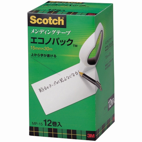 3M スコッチ メンディングテープ エコノパック 大巻 15mm×30m 紙箱入 業務用パック MP-15 12巻/袋（ご注文単位1袋）【直送品】