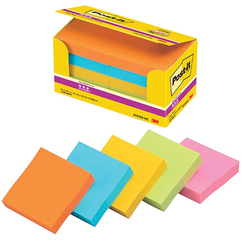 3M ポスト・イット エコノパック 強粘着ノート 50×50mm ネオンカラー5色 6501SS-NE 10冊/袋(ご注文単位1袋)【直送品】