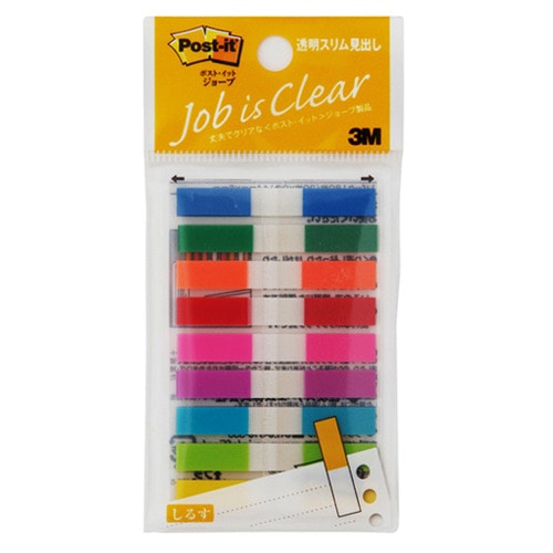 3M ポスト・イット ジョーブ 透明スリム見出し 44×6mm 9色 680MSH 9冊/袋(ご注文単位1袋)【直送品】