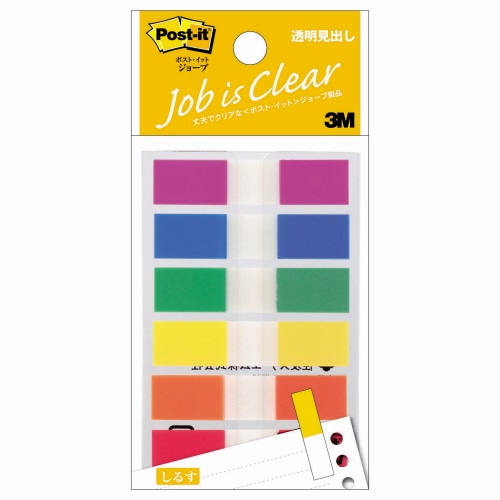 3M ポスト・イット ジョーブ 透明見出し 44×10mm レインボーカラー6色 683MH 6冊/袋（ご注文単位1袋）【直送品】