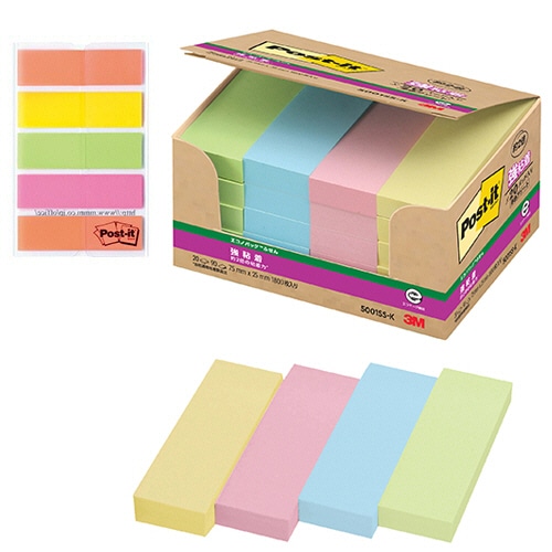 3M ポスト・イット スペシャルパック 強粘着ふせん 75×25mm パステルカラー 5001SS-K-OSP2 1パック（ご注文単位1パック）【直送品】