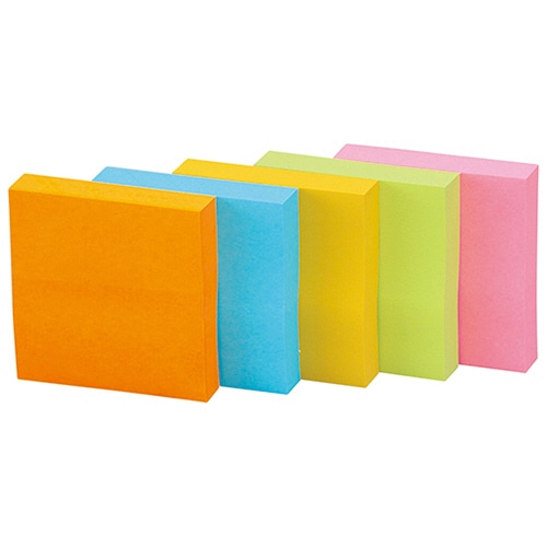 3M ポスト・イット 強粘着ノート 50×50mm ネオンカラー5色 650-5SSAN 5冊/袋（ご注文単位1袋）【直送品】
