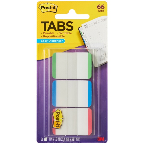 3M ポスト・イット 超丈夫なインデックス 25.4×38.1mm グリーン/ブルー/レッド 686L-GBR 3冊/袋（ご注文単位1袋）【直送品】