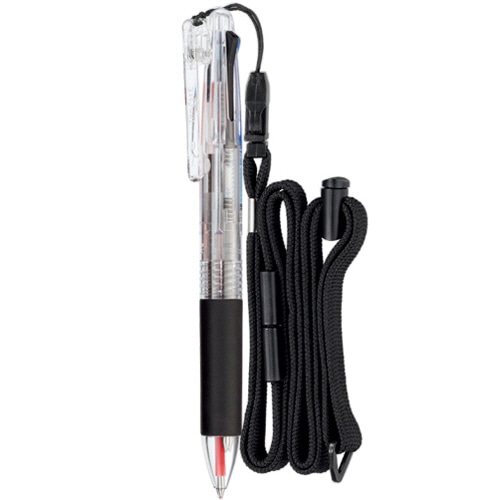TANOSEE 3色ボールペン ストラップ付 0.7mm (軸色:透明) 1本(ご注文単位1本)【直送品】