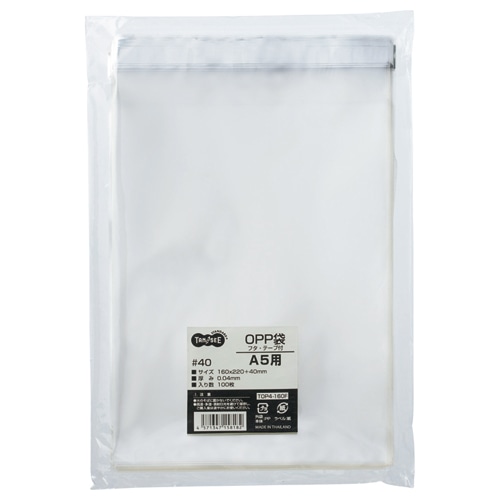 TANOSEE OPP袋 フタ・テープ付 A5用 160×220＋40mm 1000枚/箱（ご注文単位1箱）【直送品】