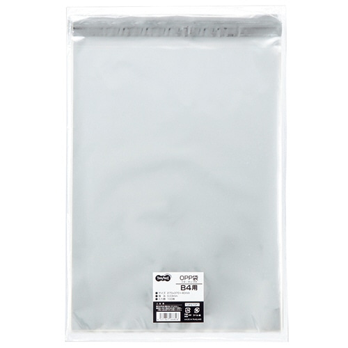 TANOSEE OPP袋 フタ・テープ付 B4用 270×370＋40mm 100枚/袋（ご注文単位1袋）【直送品】
