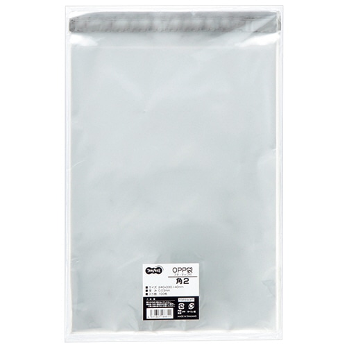 TANOSEE OPP袋 フタ・テープ付 角2 240×330+40mm 100枚/袋(ご注文単位1袋)【直送品】