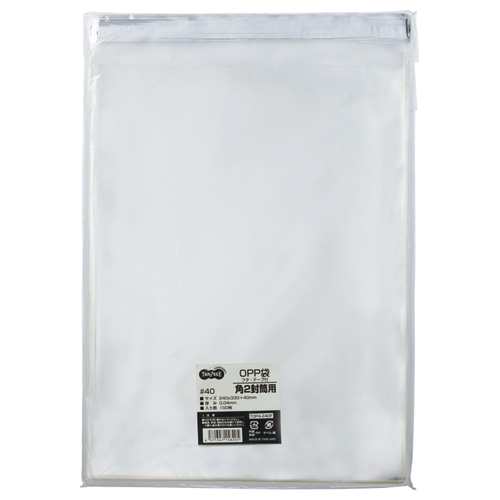 TANOSEE OPP袋 フタ・テープ付 角2 240×330+40mm 100枚/袋(ご注文単位1袋)【直送品】
