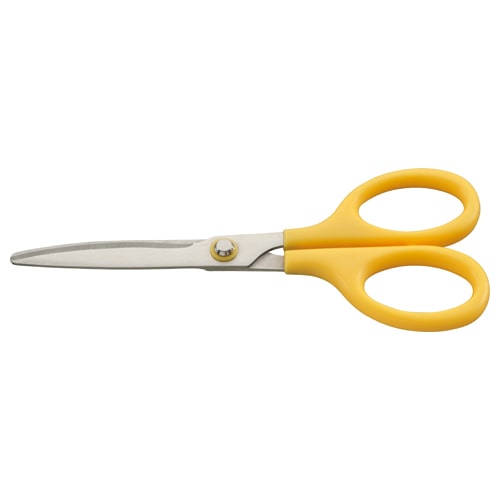 TANOSEE コンパクトはさみ 刃先先丸 刃渡り65mm イエロー 1本(ご注文単位1本)【直送品】