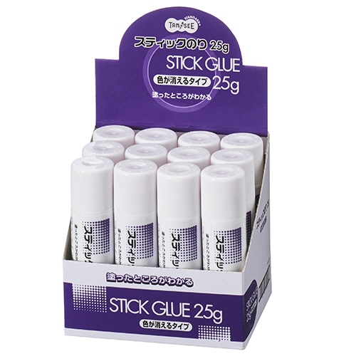TANOSEE スティックのり 色が消えるタイプ 25g 12本/セット(ご注文単位1セット)【直送品】