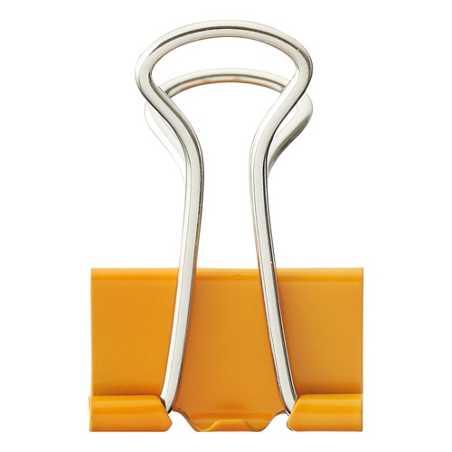 TANOSEE ダブルクリップ 中 口幅25mm オレンジ 10個/箱（ご注文単位1箱）【直送品】