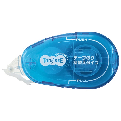 TANOSEE テープのり(リフィル式 ドットタイプ) 本体 コンパクト 8.4mm×15m ブルー 10個/セット（ご注文単位1セット）【直送品】