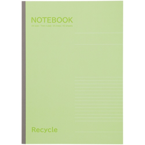 TANOSEE ノートブック再生紙 A4 A罫7mm 40枚 10冊/セット（ご注文単位1セット）【直送品】
