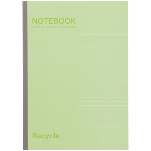 TANOSEE ノートブック再生紙 セミB5 A罫7mm 30枚 10冊/セット（ご注文単位1セット）【直送品】