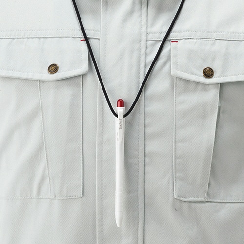 TANOSEE ノック式油性ボールペン 0.7mm 赤 (軸色：白) 10本/袋（ご注文単位1袋）【直送品】