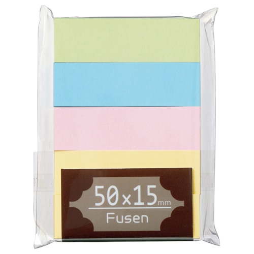 TANOSEE ふせん 50×15mm パステルアソート 5冊/袋(ご注文単位1袋)【直送品】