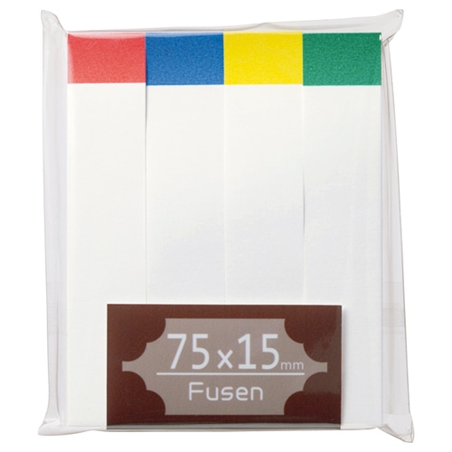 TANOSEE ふせん 75×15mm ホワイト(4色帯入) 4冊/袋（ご注文単位1袋）【直送品】