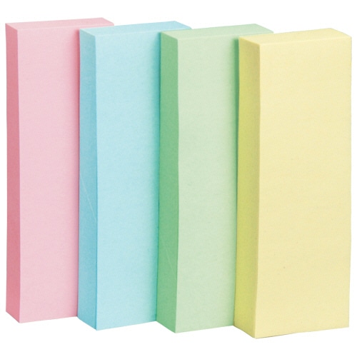 TANOSEE ふせん 75×25mm 4色混色 100冊/箱（ご注文単位1箱）【直送品】