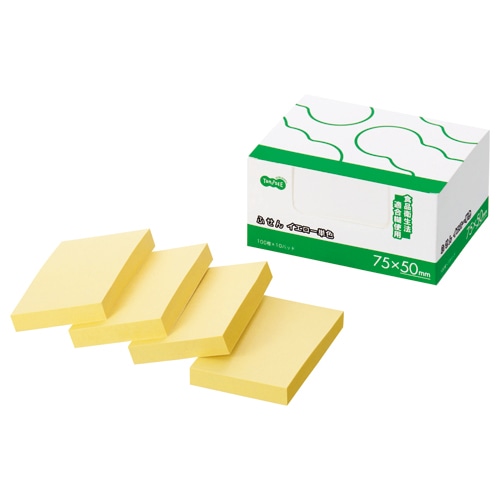 TANOSEE ふせん ノート長方形 75×50mm イエロー 10冊/袋（ご注文単位1袋）【直送品】