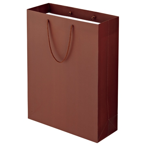 TANOSEE マットコート手提袋 LL ヨコ380×タテ500×マチ幅150mm ブラウン 10枚/袋(ご注文単位1袋)【直送品】