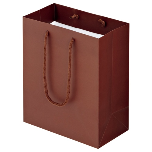 TANOSEE マットコート手提袋 S ヨコ220×タテ260×マチ幅120mm ブラウン 10枚/袋(ご注文単位1袋)【直送品】