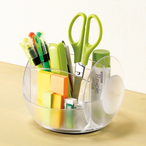 TANOSEE 回転式デスクオーガナイザー 直径151×H111mm クリア 1個(ご注文単位1個)【直送品】