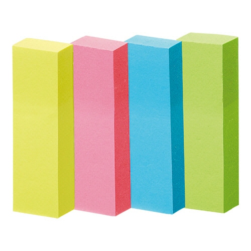 TANOSEE 強粘着ふせん 50×15mm ビビッドカラー･4色 20冊/袋（ご注文単位1袋）【直送品】