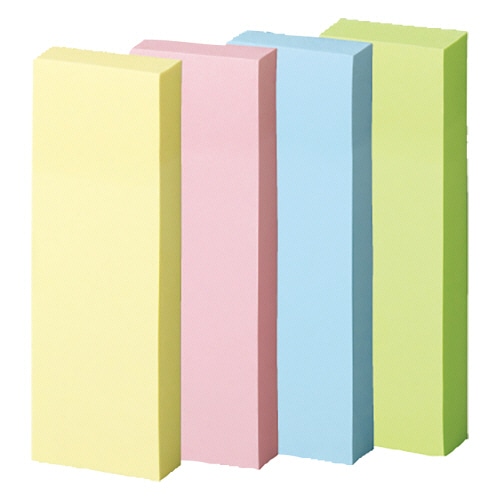 TANOSEE 強粘着ふせん 75×25mm パステルカラー・4色 20冊/袋(ご注文単位1袋)【直送品】