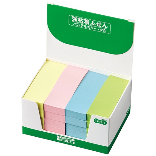 TANOSEE 強粘着ふせん 75×25mm パステルカラー・4色 20冊/袋（ご注文