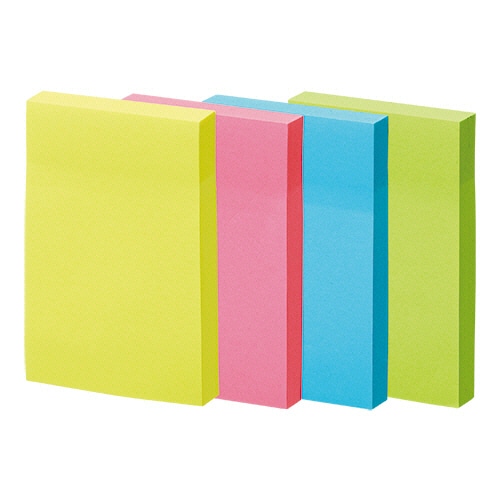 TANOSEE 強粘着ふせん 75×50mm ビビッドカラー･4色 30冊/箱（ご注文単位1箱）【直送品】