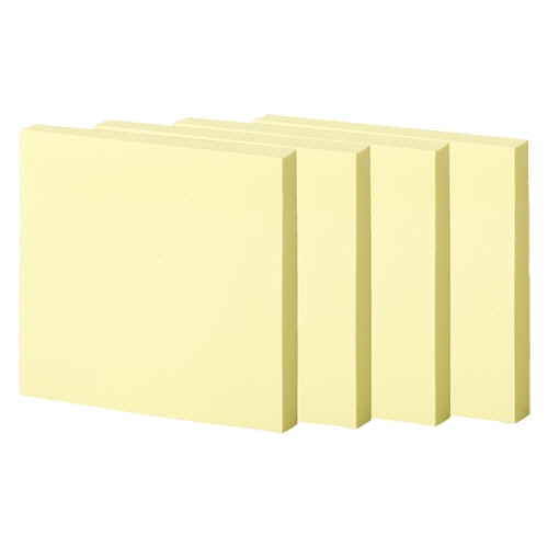 TANOSEE 強粘着ふせん 75×75mm パステルカラー・イエロー 10冊/袋（ご注文単位1袋）【直送品】
