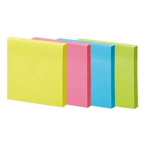 TANOSEE 強粘着ふせん 75×75mm ビビッドカラー･4色 30冊/箱（ご注文単位1箱）【直送品】
