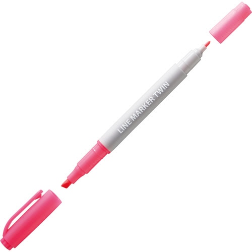 TANOSEE 蛍光マーカー ツインタイプ(キャップ式) ピンク 1本（ご注文単位1本）【直送品】