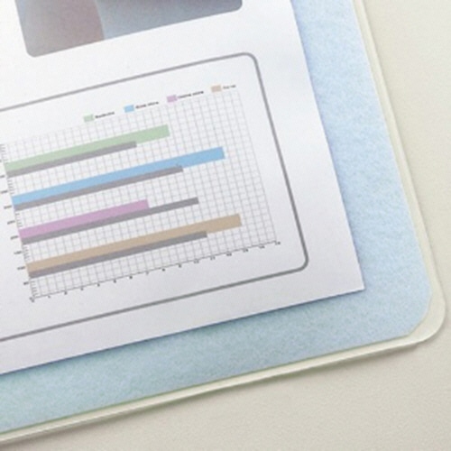 TANOSEE 再生オレフィンデスクマット ダブル(下敷付) 990×690mm ライトブルー 1枚(ご注文単位1枚)【直送品】