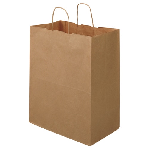 TANOSEE 紙手提袋 丸紐 マチ広・大 ヨコ350×タテ440×マチ幅210mm 茶無地 50枚/袋(ご注文単位1袋)【直送品】