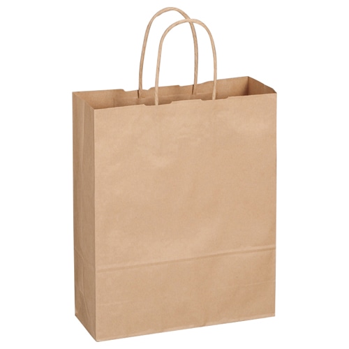 TANOSEE 紙手提袋 丸紐 小 ヨコ260×タテ320×マチ幅100mm 茶無地 50枚 6袋/箱(ご注文単位1箱)【直送品】