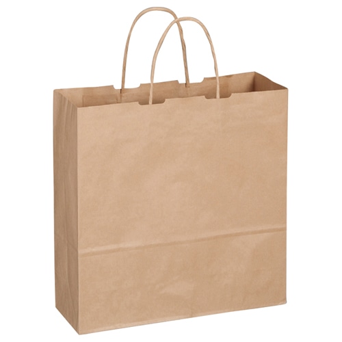 TANOSEE 紙手提袋 丸紐 中 ヨコ320×タテ320×マチ幅115mm 茶無地 50枚 6袋/箱(ご注文単位1箱)【直送品】