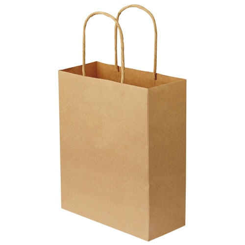 TANOSEE 紙手提袋 丸紐 特小 ヨコ200×タテ245×マチ幅90mm 茶無地 50枚 6袋/箱(ご注文単位1箱)【直送品】